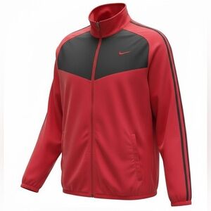 Nike Men’s Red and Black Full Zip Dri-FIT Track Jacket With Pockets Size Large